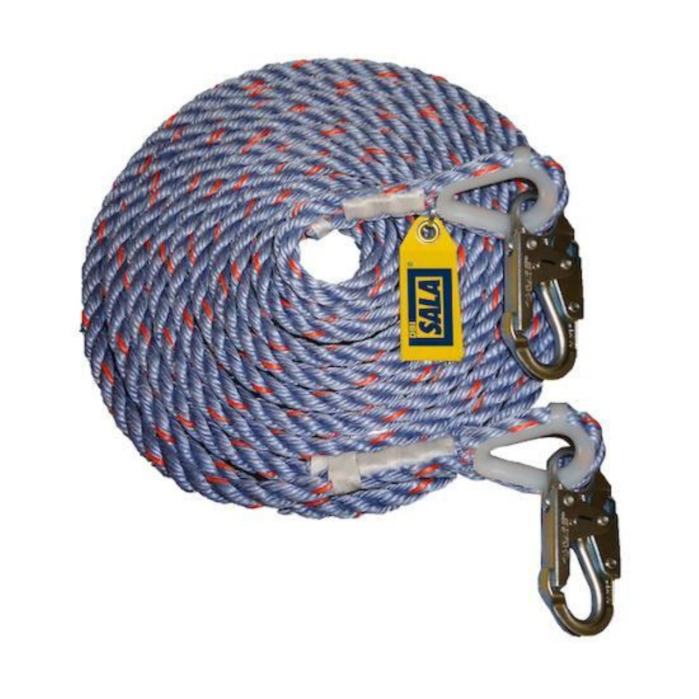 5/8 x 50' Vertical Polyester Rope Lifeline with One Locking Snap